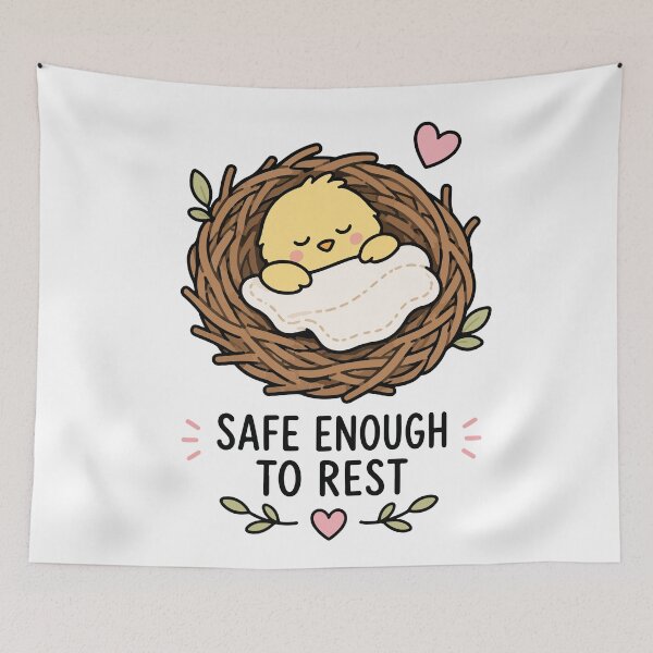 Item preview, Safe Enough to Rest Cute Mental Wellness designed and sold by CleanDecor.