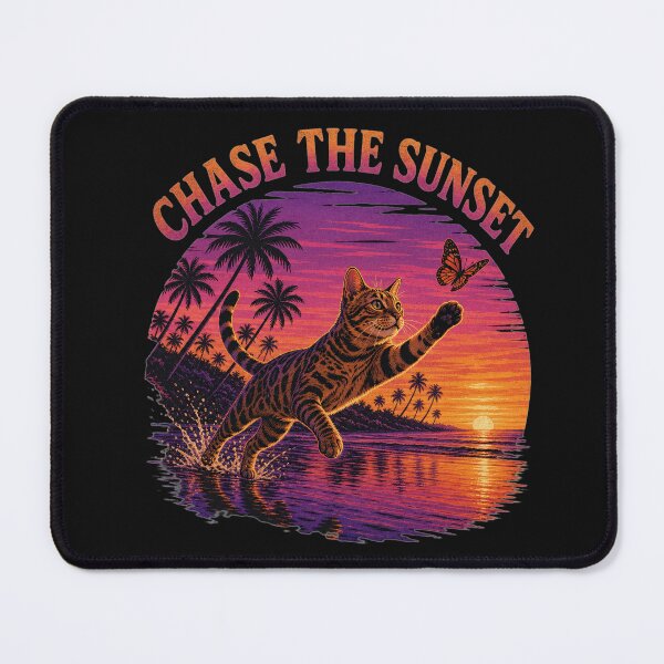 Item preview, Chase The Sunset – A playful Bengal cat on a palm-fringed beach designed and sold by Bengoer18.