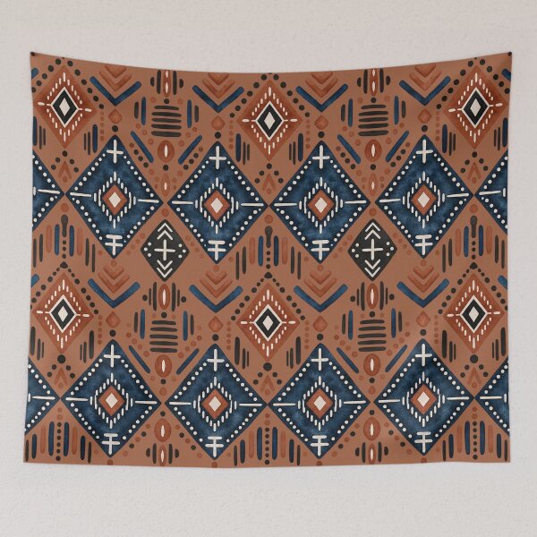 Item preview, Indigo Diamond Medallions – Vintage Bohemian Geometry designed and sold by MetaModel Editions.