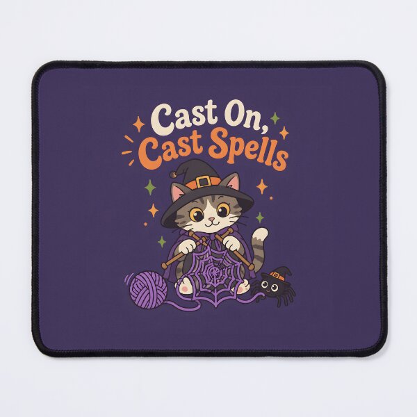 Item preview, Cast On Cast Spells Funny Knitting Witch Cat Halloween designed and sold by Glitchart66.
