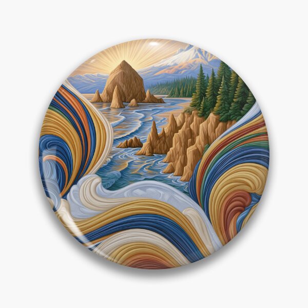 Item preview, Oregon Ornamental Landscape with Ocean Surf designed and sold by Lena Owens at OLena Art..