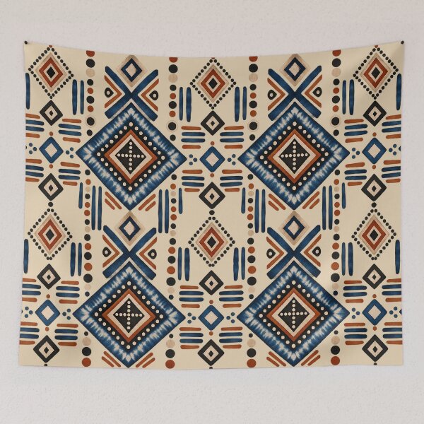 Item preview, Indigo Bohemian Diamonds – Rustic Geometric Art designed and sold by MetaModel Editions.