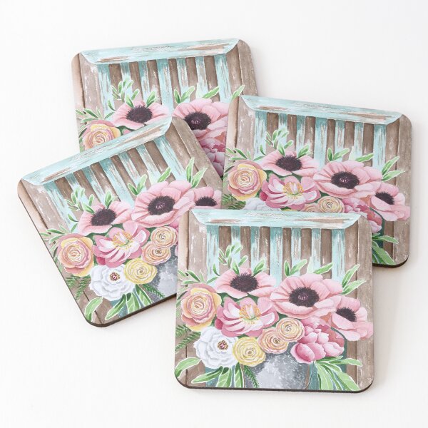 Item preview, Beautiful big pink flower bouquet in a bucket on a rustic wooden chair designed and sold by A Sweet  Fragrance Art.