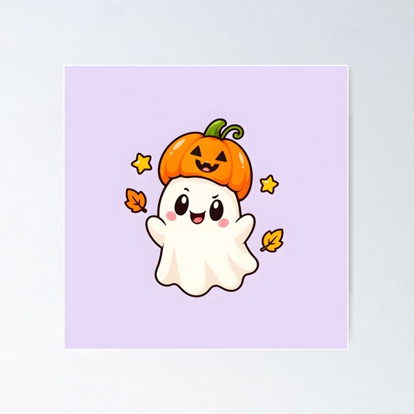 Item preview, Cute Pumpkin Ghost Funny Kawaii Halloween Illustration designed and sold by Glitchart66.