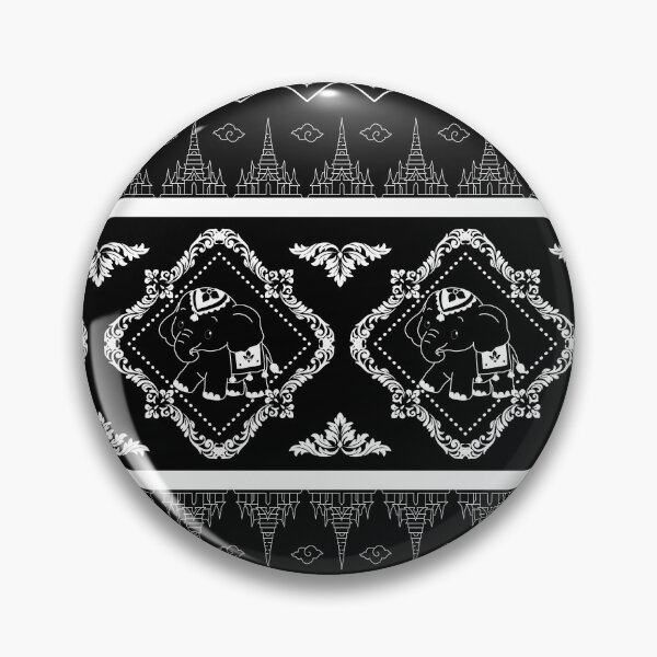 Item preview, Black and White Thai Elephant Pattern | Traditional Thai Ornamental Art designed and sold by Ivalyn-Design.