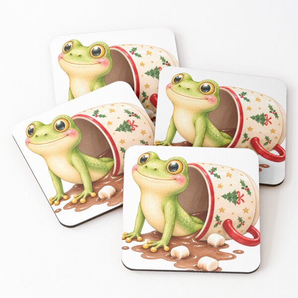Item preview, Christmas Yoga Frog – Cobra Pose in Spilled Christmas Mug designed and sold by YogiAnimalArt.