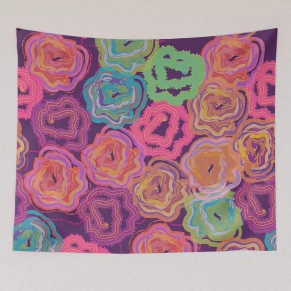 Item preview, Vibrant Abstract Rose Pattern - Colorful Hand-Drawn Floral Art on Purple designed and sold by Caterina@.
