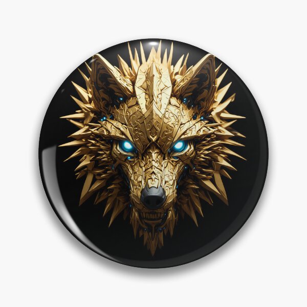 Item preview, Golden Mecha Wolf | Imperial Alpha Predator Luxury Cyberpunk Art designed and sold by Cyber Gold Studio.