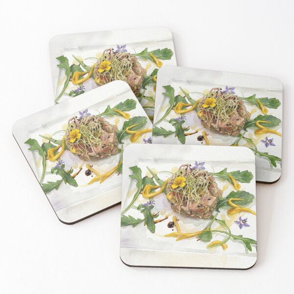 Item preview, Tuna Tartare with Microgreens — Culinary digital Watercolor Art  designed and sold by M.ALK.Watercolor.