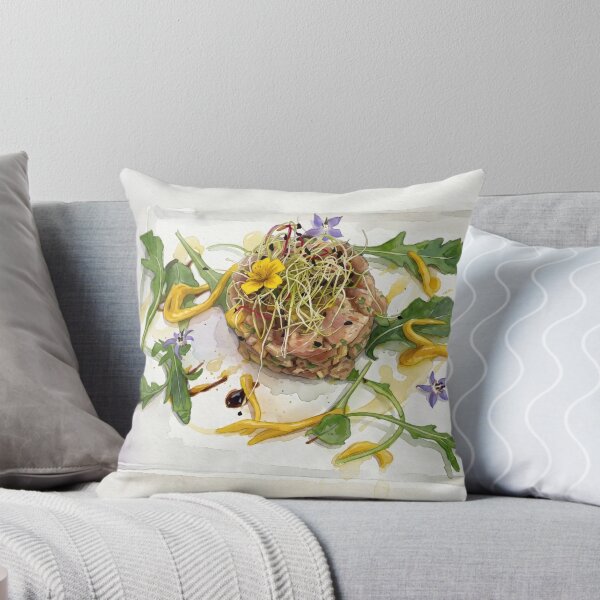Item preview, Tuna Tartare with Microgreens — Culinary digital Watercolor Art  designed and sold by M.ALK.Watercolor.