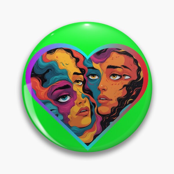 Item preview, Psychedelic Heart Two Women Faces Trippy Soulmate Love designed and sold by THMKagutsuchi.