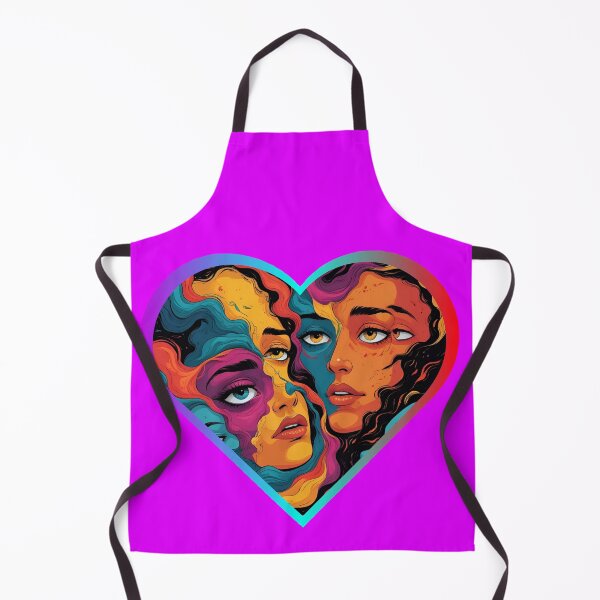 Item preview, Psychedelic Heart Two Women Faces Trippy Soulmate Love designed and sold by THMKagutsuchi.