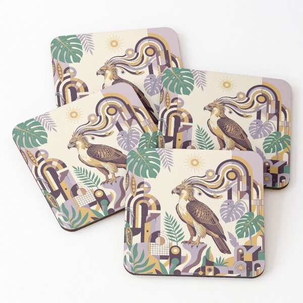 Item preview, Majestic Eagle Retro Geometric Tropical Botanical Art Deco Illustration designed and sold by Dogandesighn.