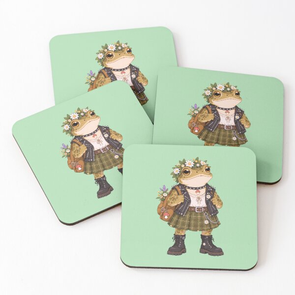 Item preview, Cottagecore Punk Toad with Flower Crown designed and sold by TinyToadletDesign.