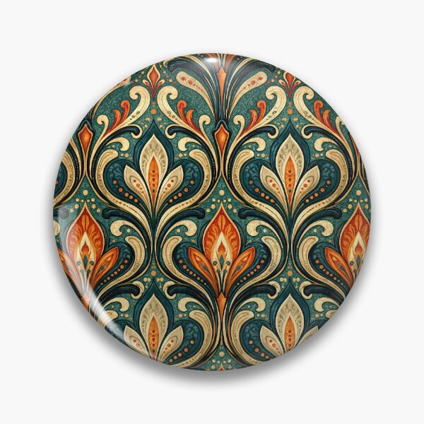 Item preview, Teal and Amber Gold Art Nouveau Damask Pattern designed and sold by Piotrek0001.