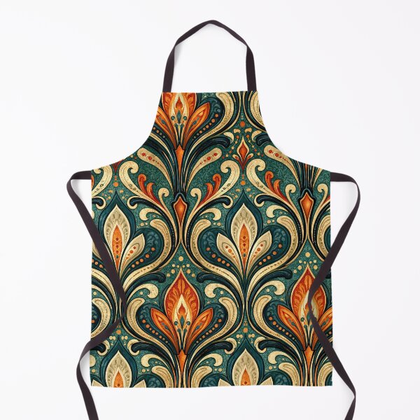 Item preview, Teal and Amber Gold Art Nouveau Damask Pattern designed and sold by Piotrek0001.