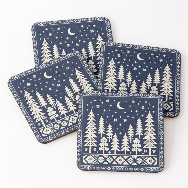 Item preview, Moonlit Forest Nordic Trees Crescent Night Woodland designed and sold by Yellowriversss.