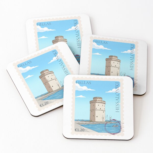 Item preview, White Tower of Thessaloniki Greece Vintage Postage Stamp Art designed and sold by YellowLion.