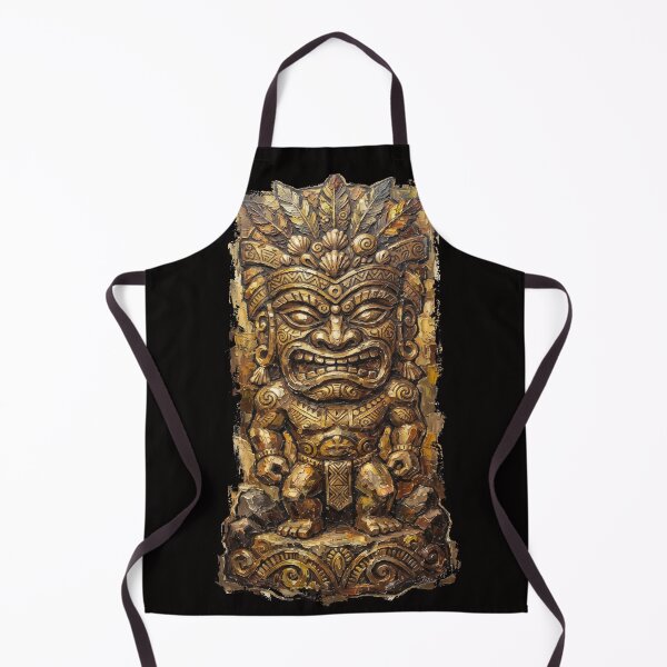 Item preview, Golden Polynesian Tiki God Carving Oil Painting designed and sold by LayercraftArt.