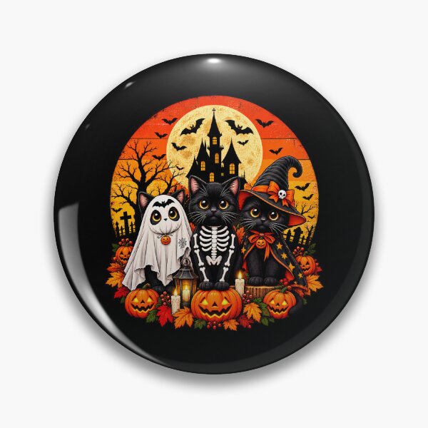 Item preview, Cute Black Cat Halloween Pumpkin Ghost Skeleton Witch designed and sold by Rtcraftani.
