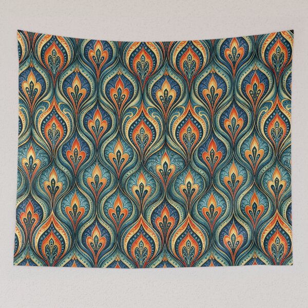 Item preview, Turquoise Symmetrical Peacock Plume Damask Art designed and sold by Piotrek0001.