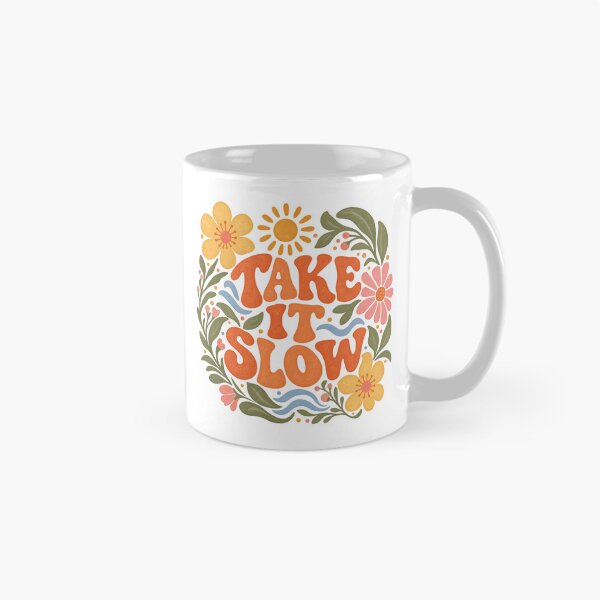 Item preview, Take It Slow – Colorful Retro Floral Typography | Positive Flower Power Art designed and sold by AzsjaysStudio.