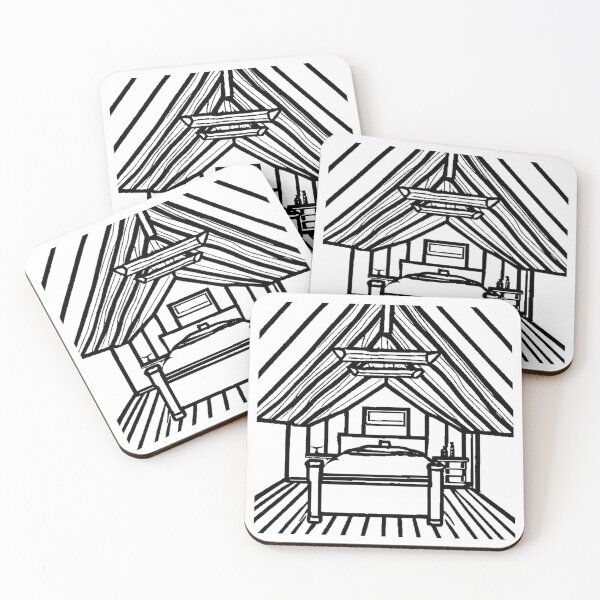 Item preview, Cozy Attic Bedroom: A-Frame Loft Line Art designed and sold by Miss-robot.