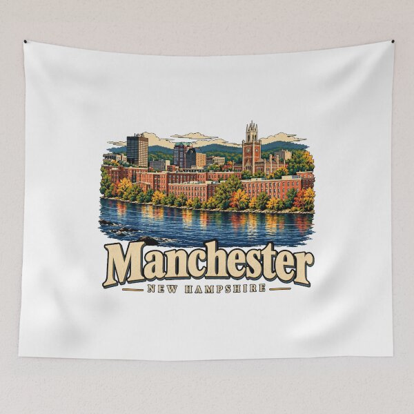 Item preview, Vintage Manchester New Hampshire Travel Souvenir Landmark Gift designed and sold by MichaeIRellov.