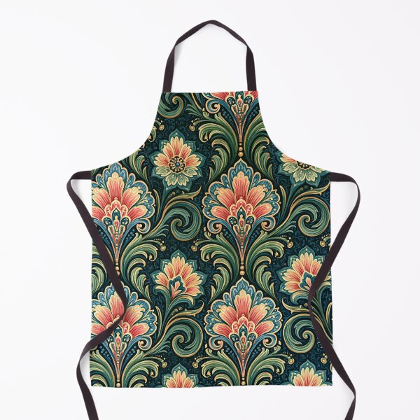 Item preview, Peach and Forest Green Nouveau Botanical Scroll designed and sold by Piotrek0001.