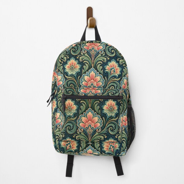 Item preview, Peach and Forest Green Nouveau Botanical Scroll designed and sold by Piotrek0001.
