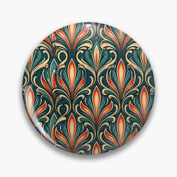 Item preview, Amber and Teal Flame Floral Nouveau Pattern designed and sold by Piotrek0001.