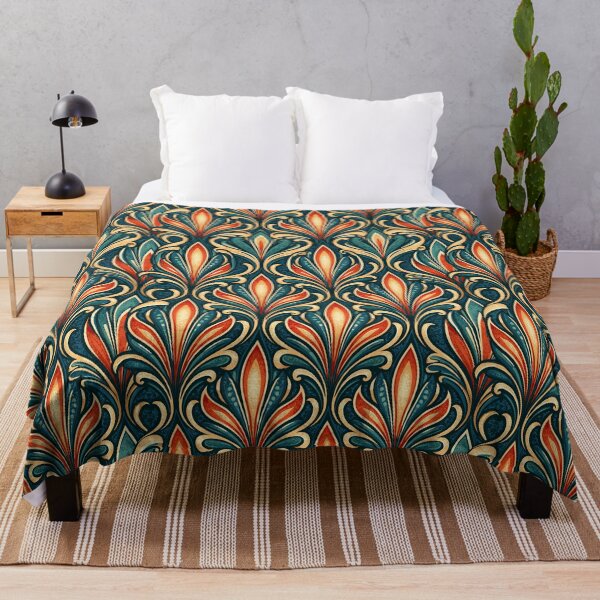 Item preview, Amber and Teal Flame Floral Nouveau Pattern designed and sold by Piotrek0001.