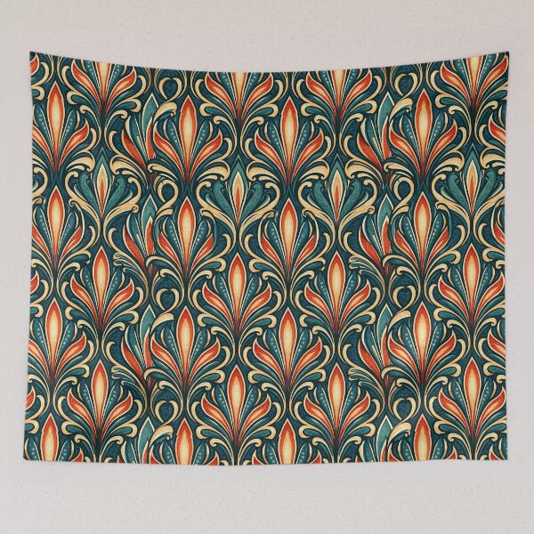 Item preview, Amber and Teal Flame Floral Nouveau Pattern designed and sold by Piotrek0001.