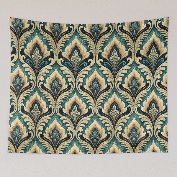 Item preview, Sage and Cream Feathered Damask Arch Pattern designed and sold by Piotrek0001.