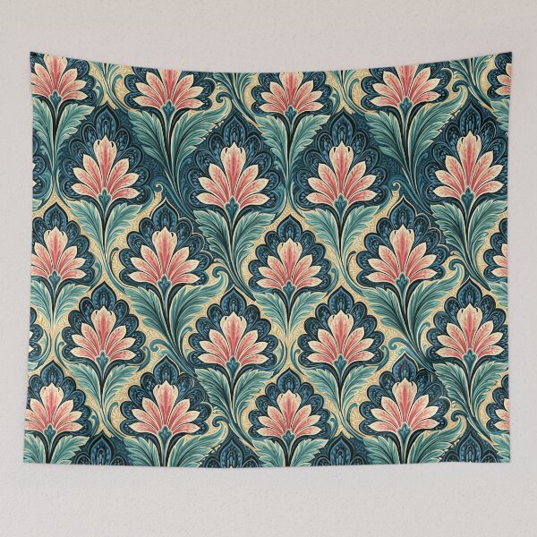 Item preview, Coral and Teal Repeating Blossom Arch Pattern designed and sold by Piotrek0001.