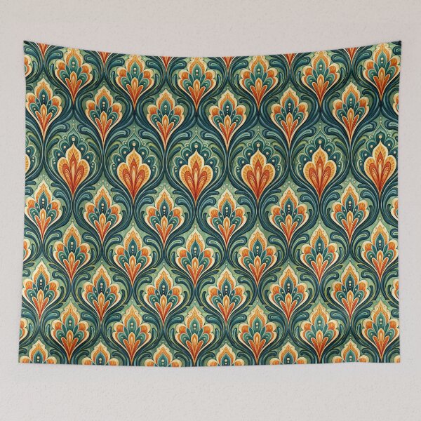 Item preview, Orange and Emerald Stylized Lotus Nouveau Art designed and sold by Piotrek0001.