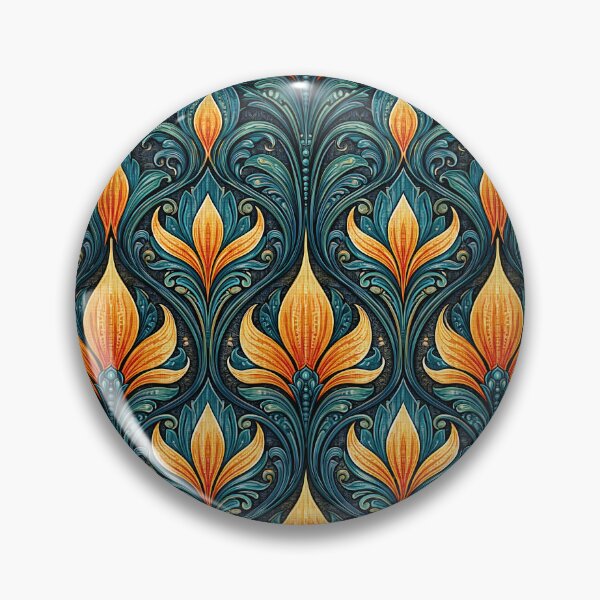 Item preview, Midnight Blue and Gold Tulip Flame Damask designed and sold by Piotrek0001.