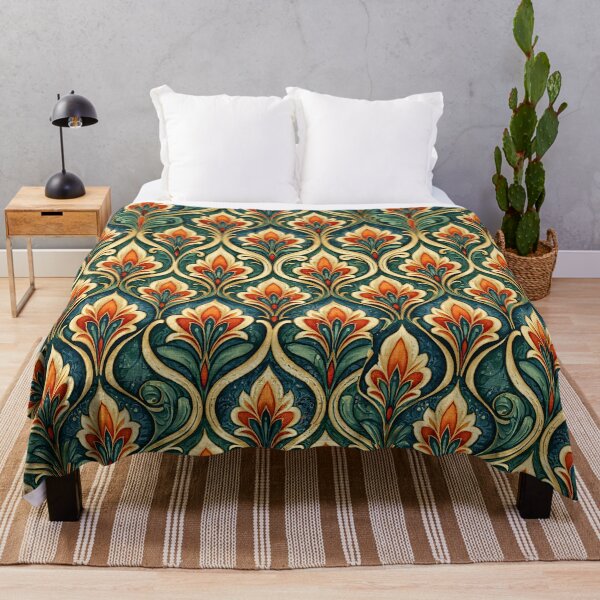 Item preview, Amber and Deep Teal Dense Floral Tile Pattern designed and sold by Piotrek0001.