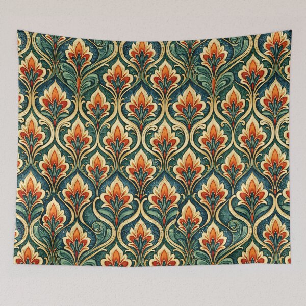 Item preview, Amber and Deep Teal Dense Floral Tile Pattern designed and sold by Piotrek0001.