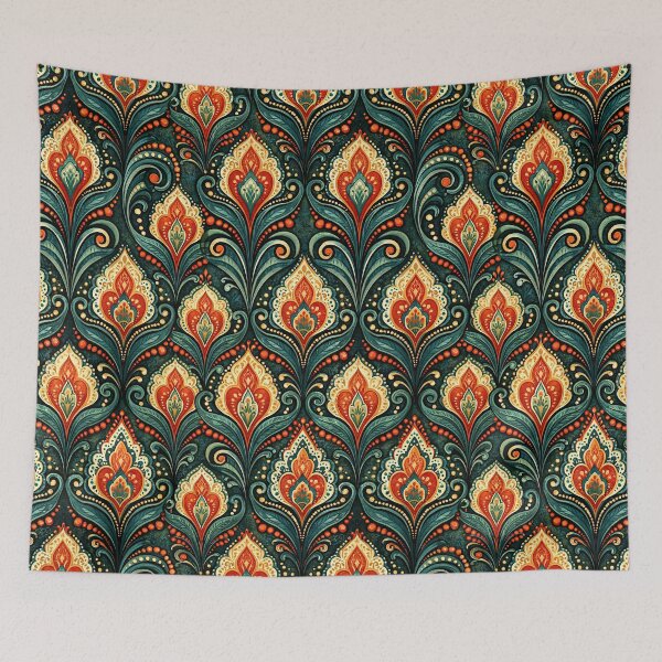 Item preview, Vertical Lotus Flame Columns in Gold and Teal designed and sold by Piotrek0001.