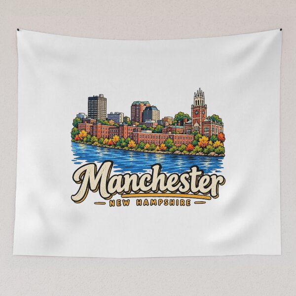 Item preview, Hand Drawn Manchester New Hampshire Travel Souvenir Landmark Gift designed and sold by MichaeIRellov.