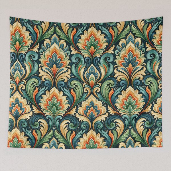 Item preview, Arts and Crafts Teal and Gold Floral Wallpaper designed and sold by Piotrek0001.