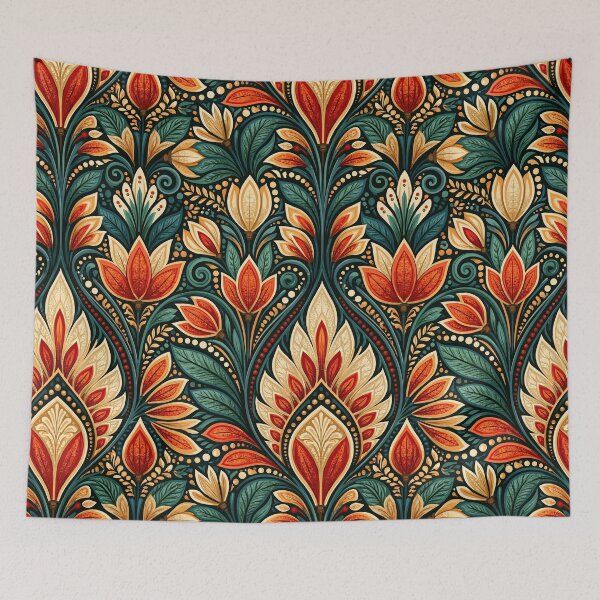 Item preview, Fiery Orange and Navy Acanthus Arch Pattern designed and sold by Piotrek0001.