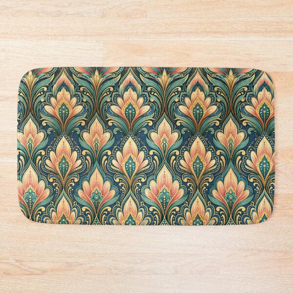 Item preview, Pastel Sage and Peach Floral Damask Tapestry designed and sold by Piotrek0001.
