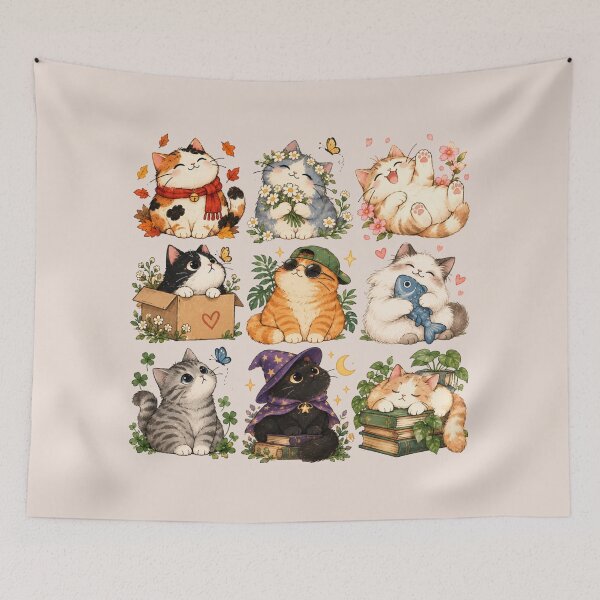 Item preview, Cute Whimsical Floral Cat, Colorful Pattern Kitty, Cottagecore Flower Aesthetic, Retro Boho Cat, Cat Mom Lover Gift designed and sold by Quiajia.