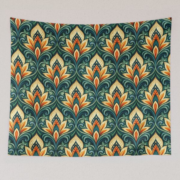 Item preview, Teal and Gold Stylized Peacock Arch Pattern designed and sold by Piotrek0001.