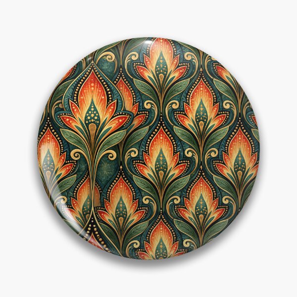 Item preview, Fiery Orange Floral Flame Columns on Teal designed and sold by Piotrek0001.