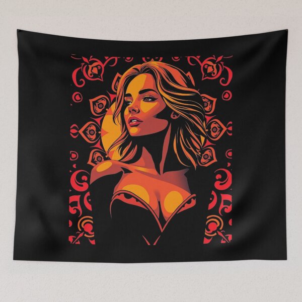 Item preview, Vibrant Sunset Orange Boho Gypsy Woman designed and sold by ERODED SELF.