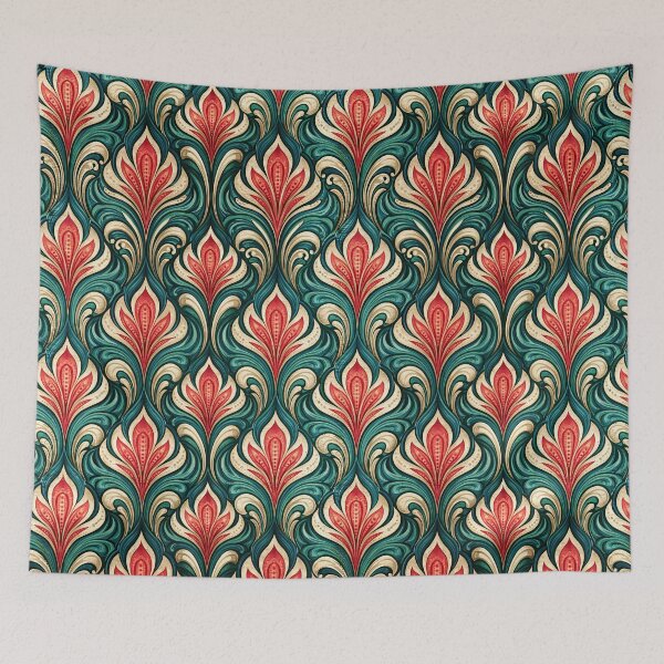 Item preview, Blush Pink and Forest Green Lotus Bud Pattern designed and sold by Piotrek0001.