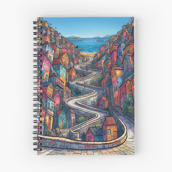 Item preview, Whimsical Coastal Village Zig Zag Street Art designed and sold by TeeBeeDesigns.